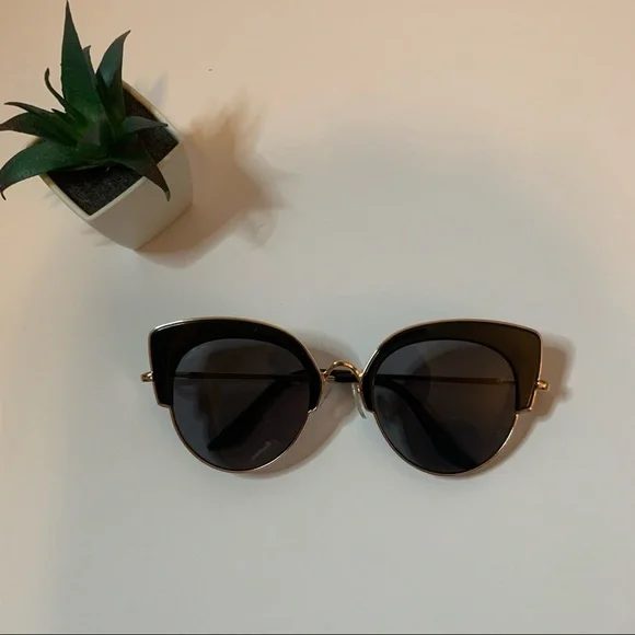 Gold/Black Cat Eye Sunglasses - Picture 10 of 11